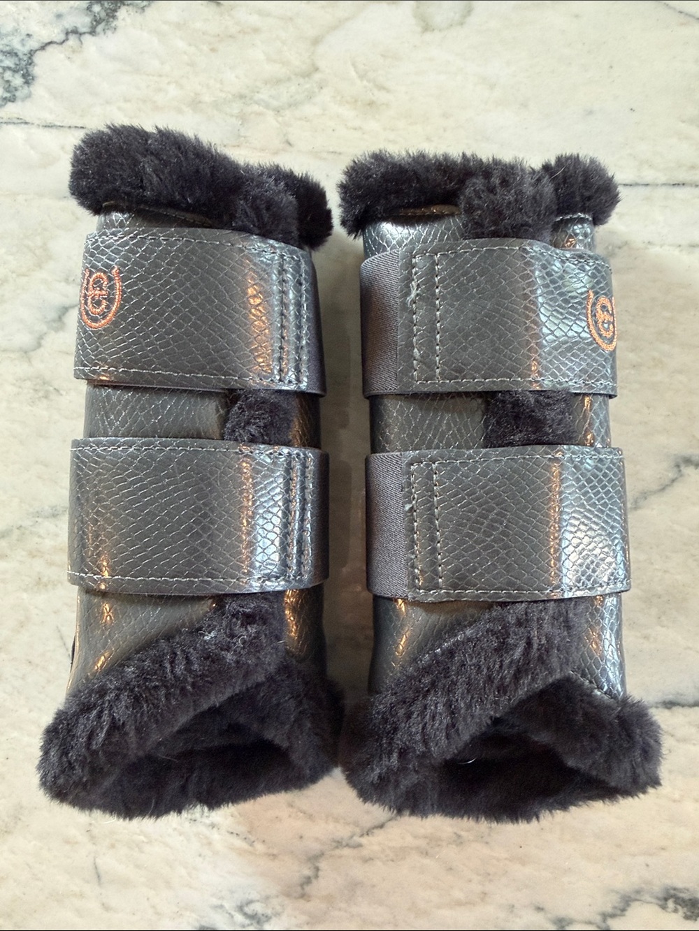 Equestrian Stockholm Fleece Lined Dark Grey Brushing Boots - Medium - Picture 3 of 12